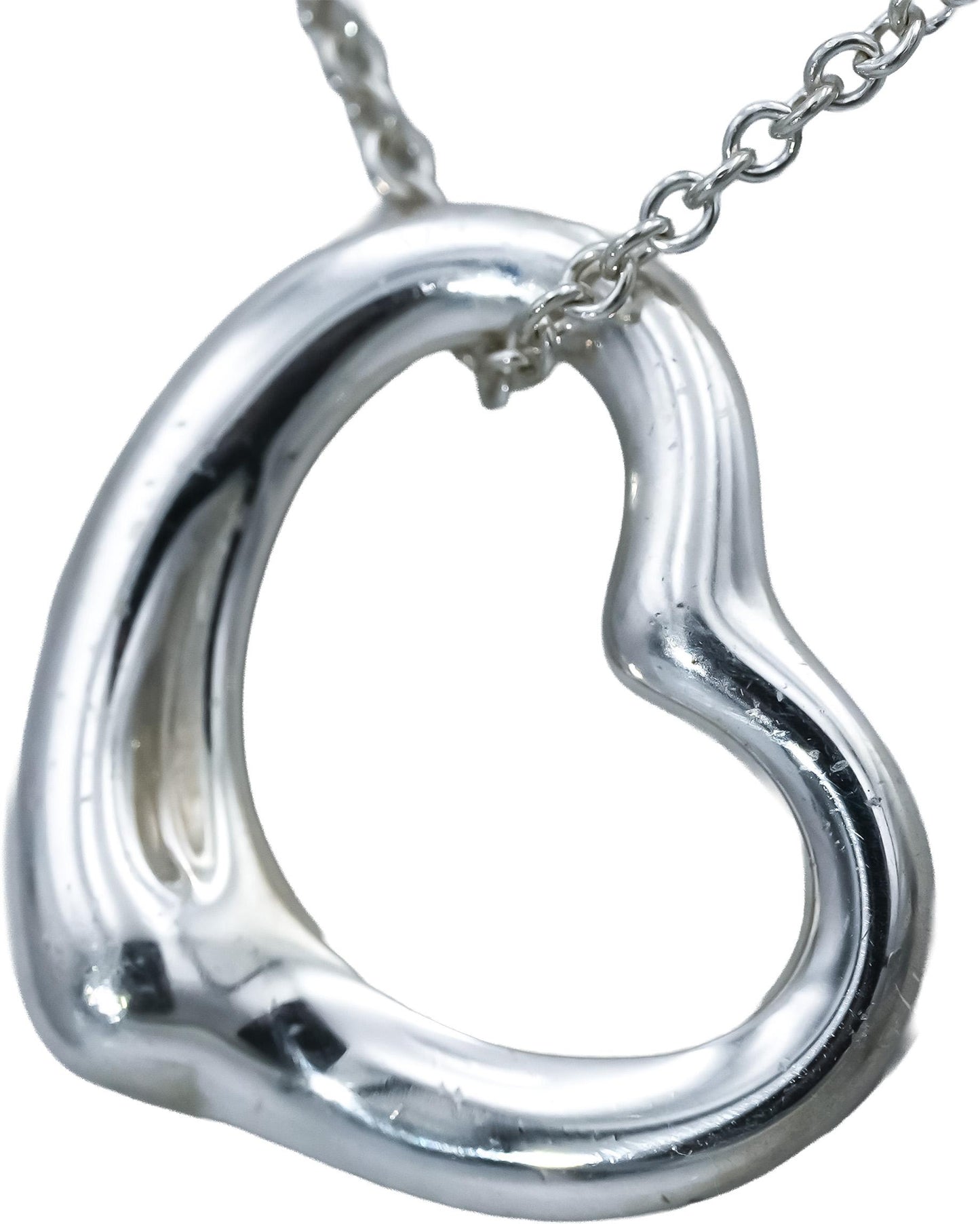 TIFFANY & CO. Sterling Silver Elsa Peretti Open Heart Pendant Necklace