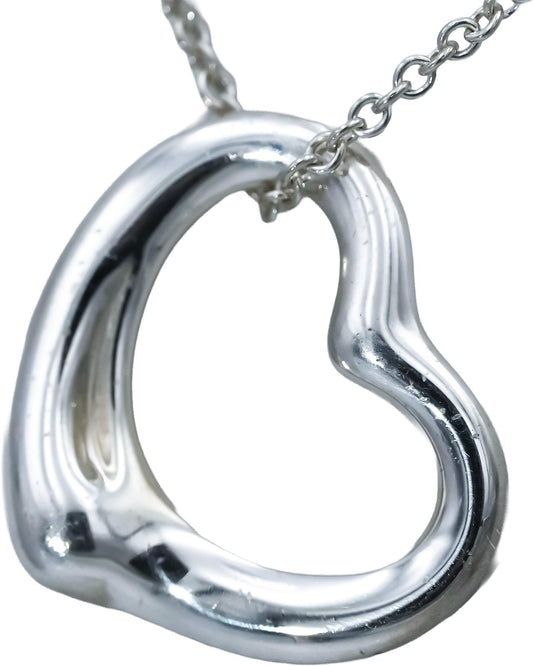 TIFFANY & CO. Sterling Silver Elsa Peretti Open Heart Pendant Necklace