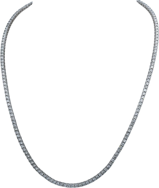 14k White Gold Round Diamond Tennis Necklace 10.14CT
