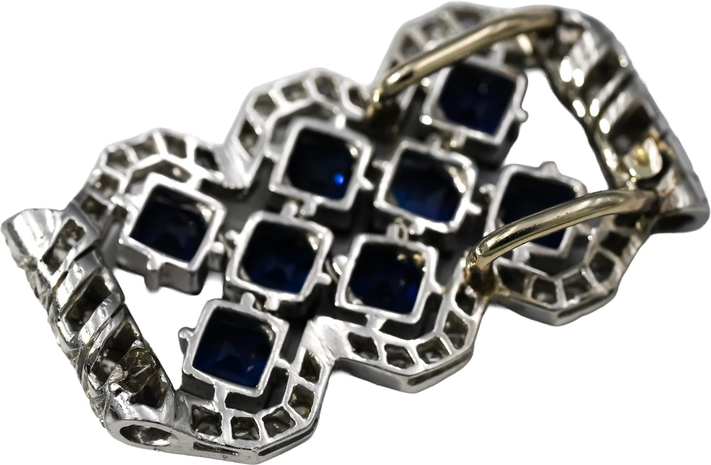 Vintage Antique Platinum VS Diamond and Sapphire Pendant 5.10CT