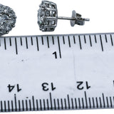 10k White Gold VS Round Cut Lab-Grown Diamond Cluster Stud Earrings 1.50CT