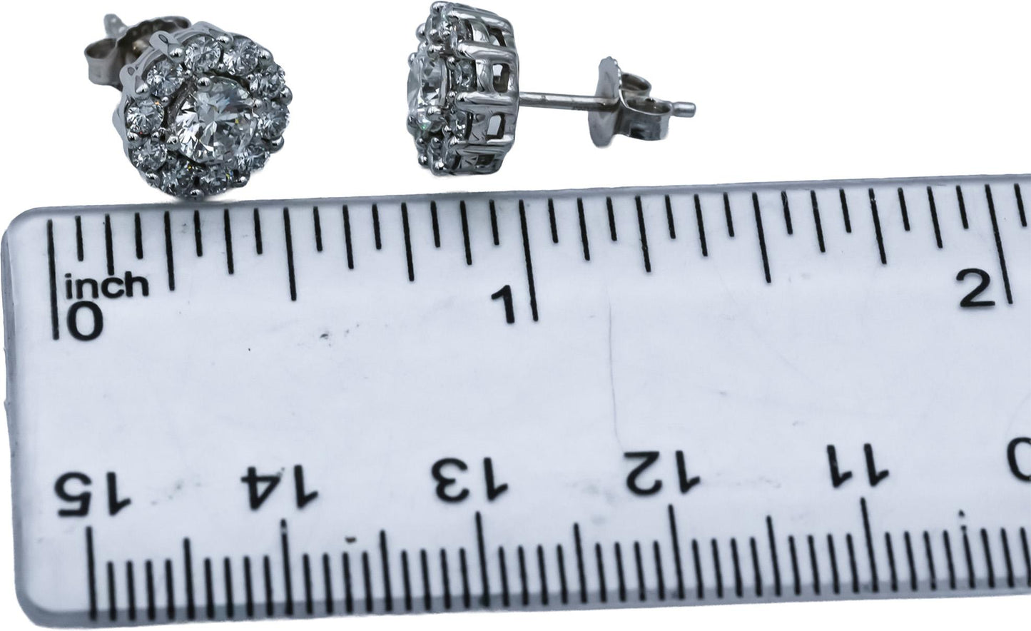 10k White Gold VS Round Cut Lab-Grown Diamond Cluster Stud Earrings 1.50CT