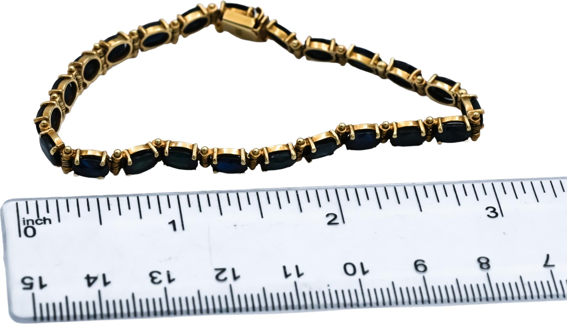 14k Yellow Gold Oval Cut Sapphire Link Bracelet 12.0CT