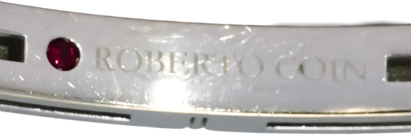 ROBERTO COIN 18k White Gold Diamond Love In Verona Bangle Bracelet .15CT