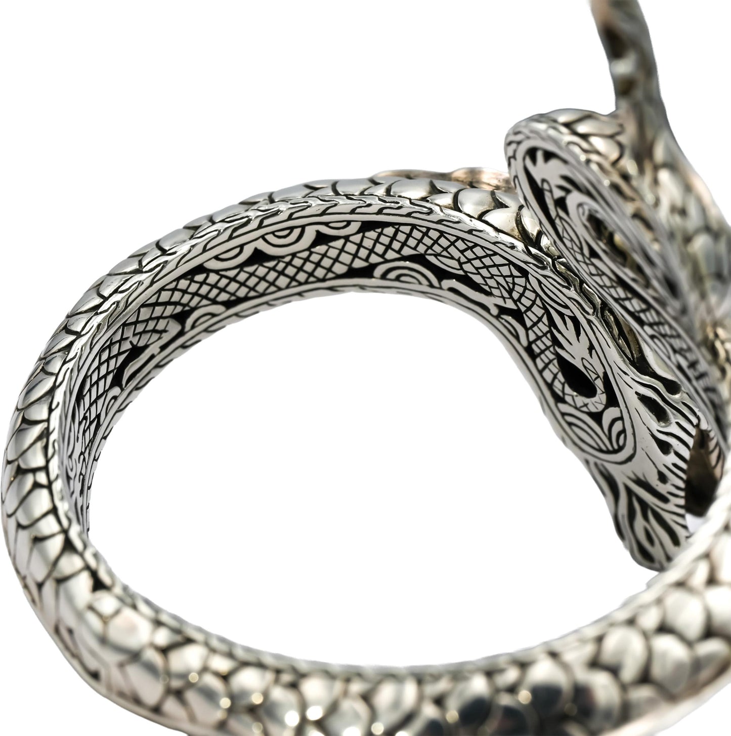 JOHN HARDY Sterling Silver 18k Gold Legends Naga Dragon Cuff Bracelet w/ Pouch