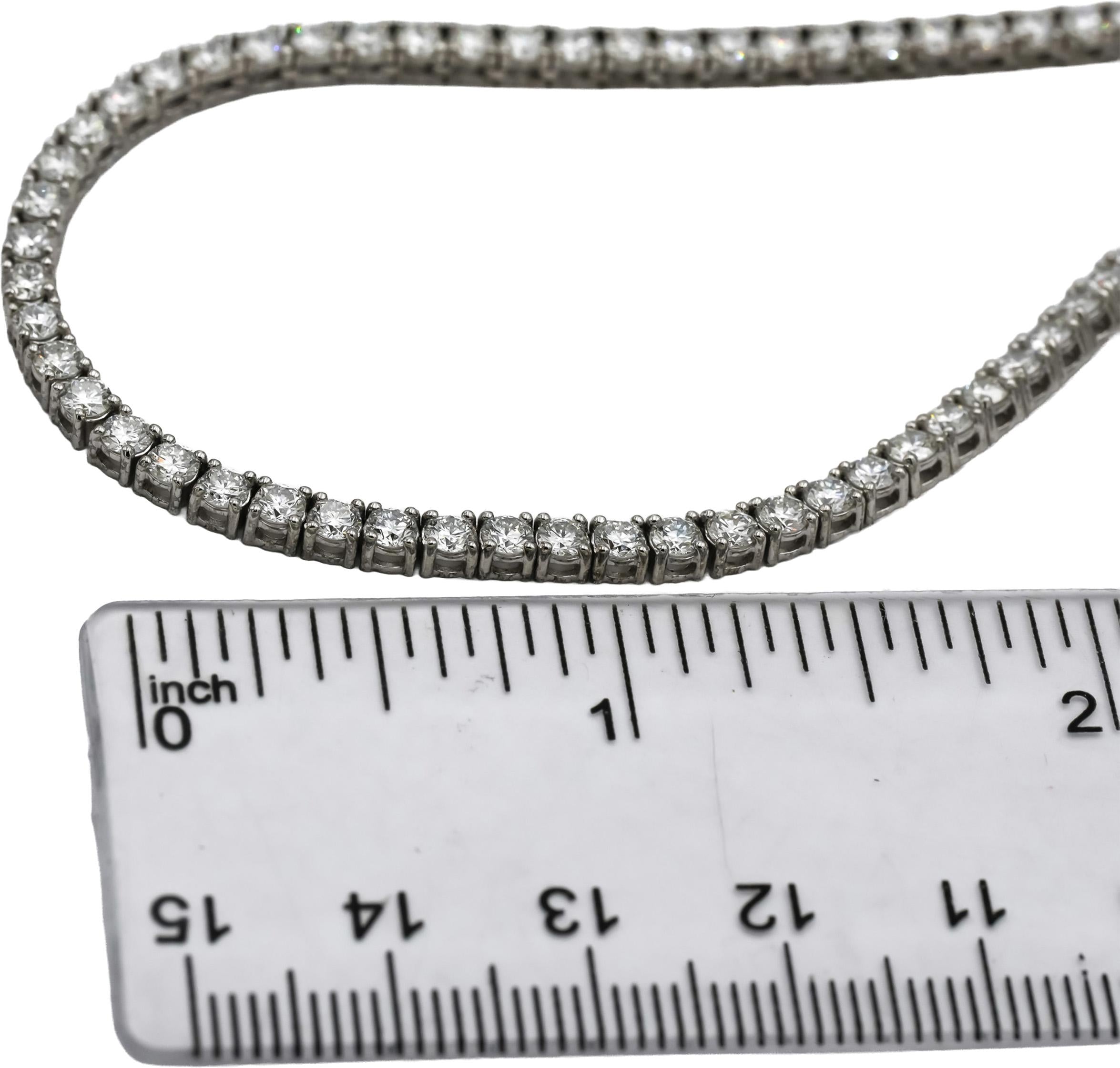 14k White Gold VS Round Lab-Grown Diamond Tennis Necklace 10.81CT