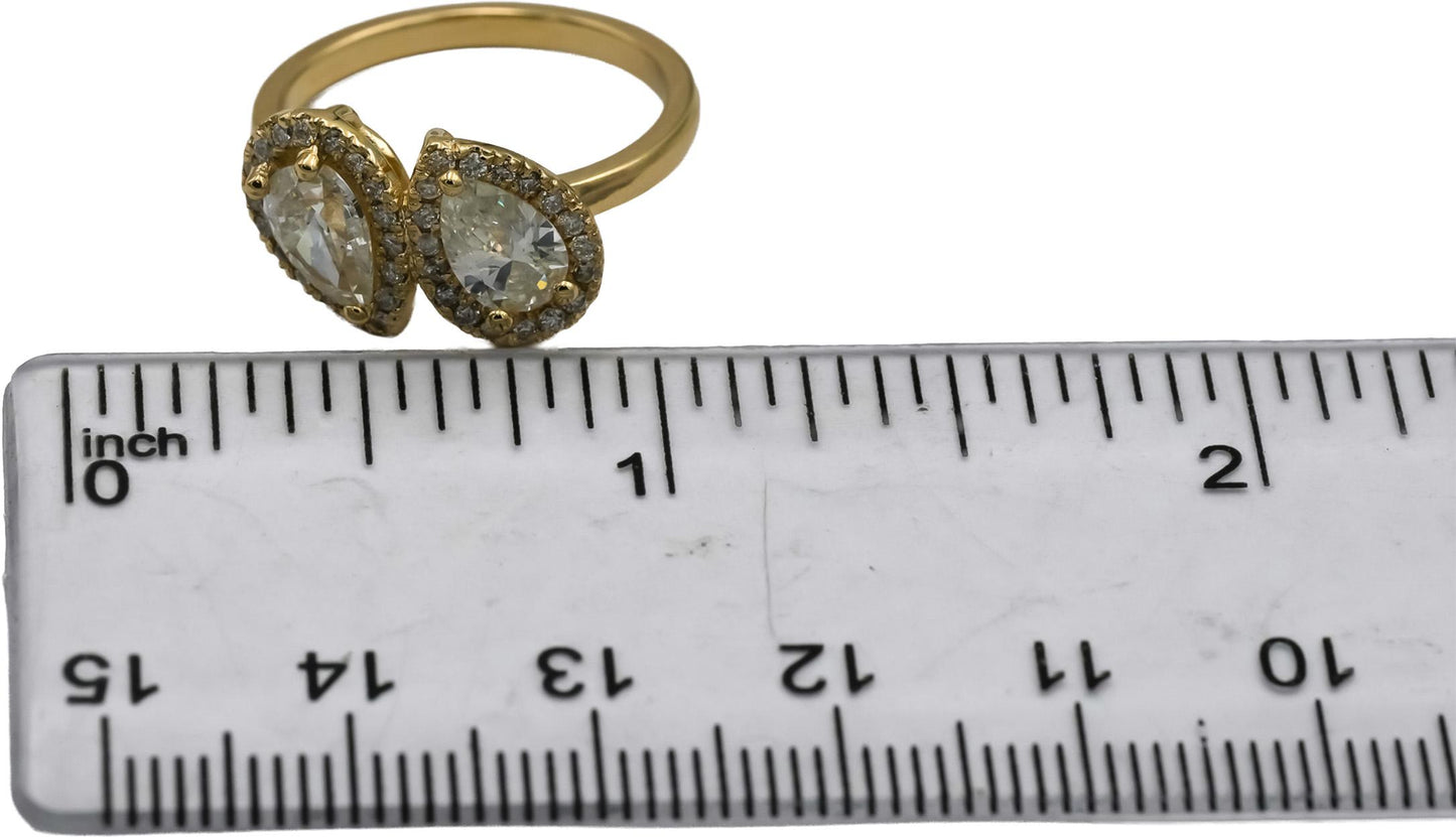 14k Yellow Gold Pear and Round Diamond Cocktail Ring 1.56CT Size 6.5