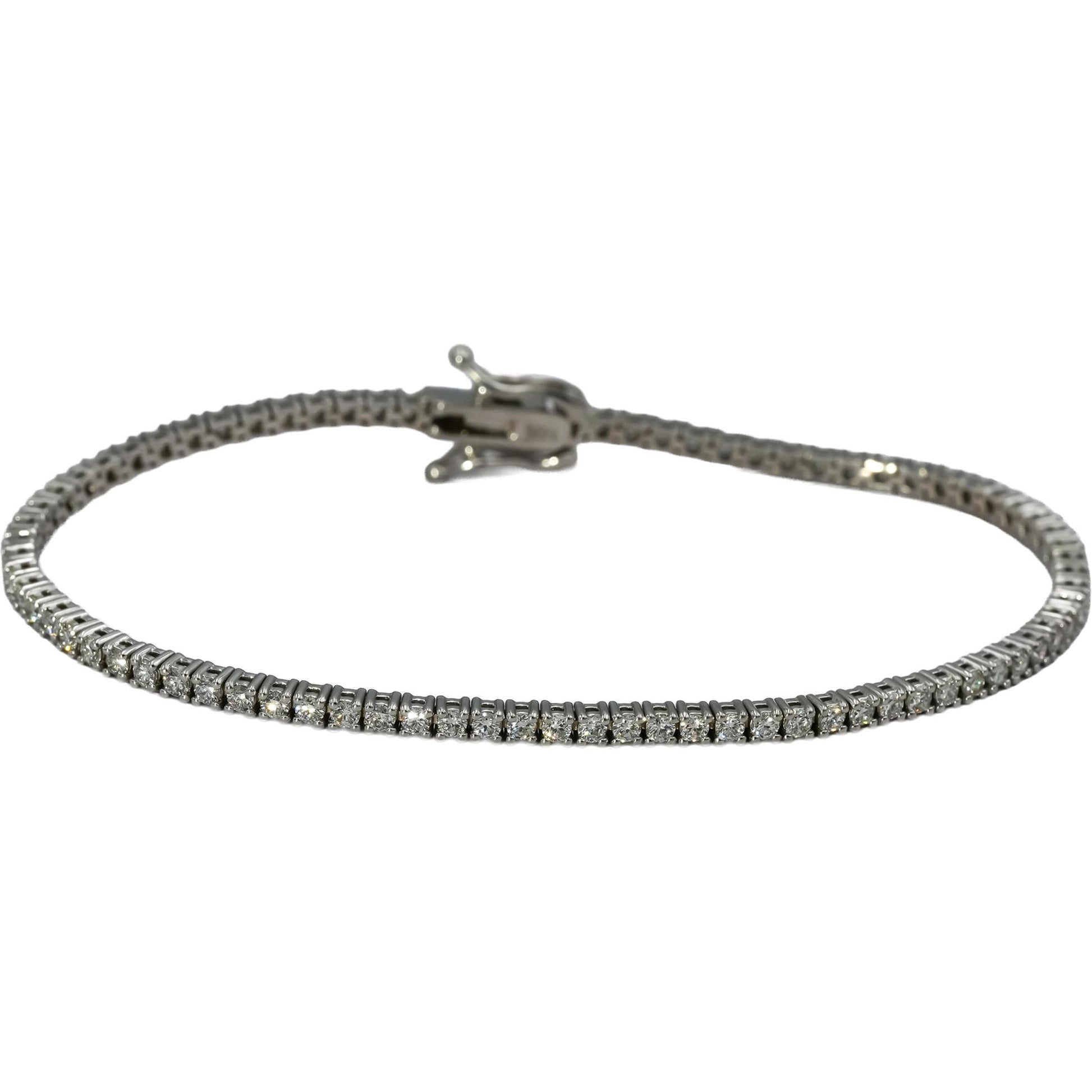 14k White Gold VS Round Diamond Tennis Bracelet 2.04CT