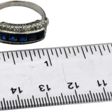 Art Deco Antique 14k White Gold Diamond & Synthetic Sapphire Ring 1.80CT Sz 8