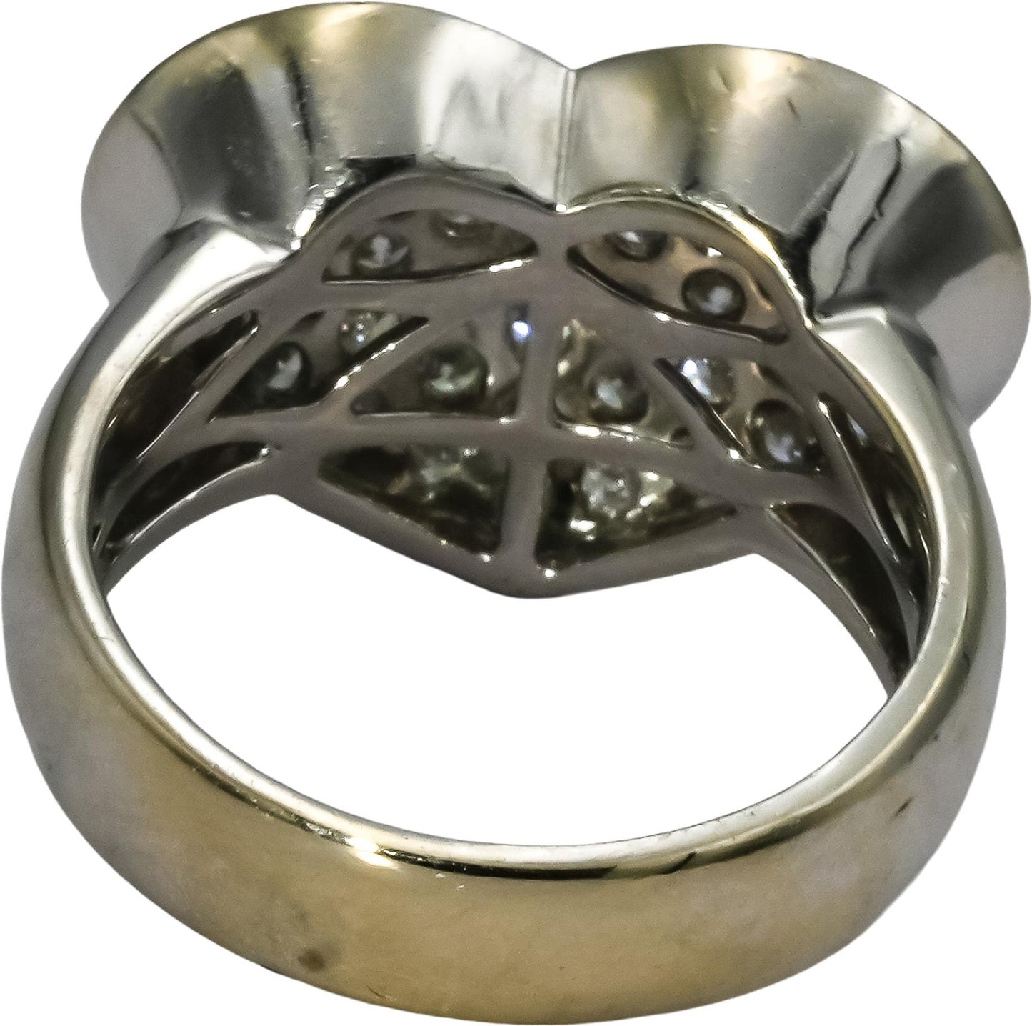 14k White Gold Round Diamond Cluster Heart Cocktail Ring 1.74CT Size 7.5