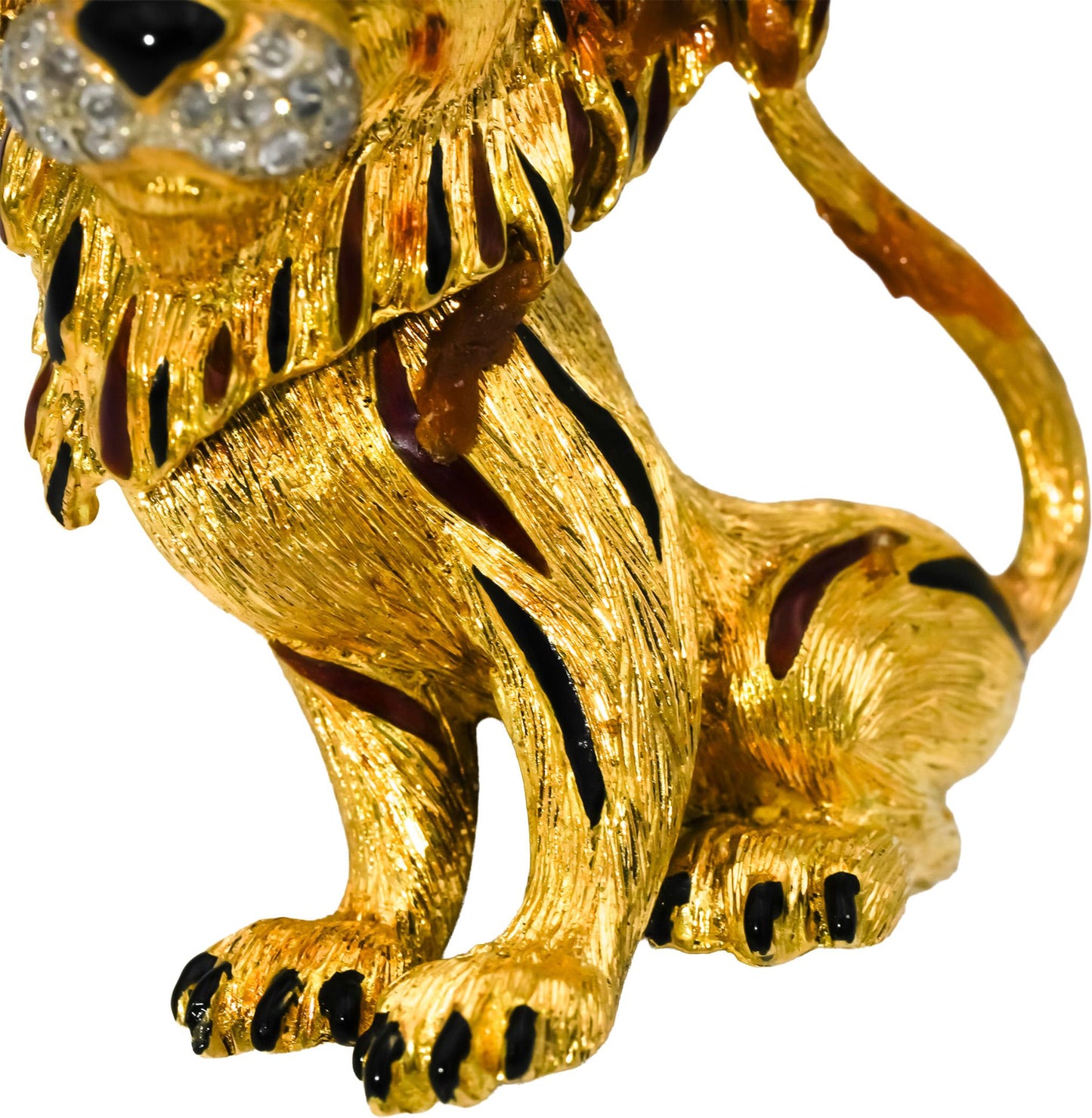 18k Yellow Gold VS Diamond and Enamel Jumbo Lion Brooch 0.40CT