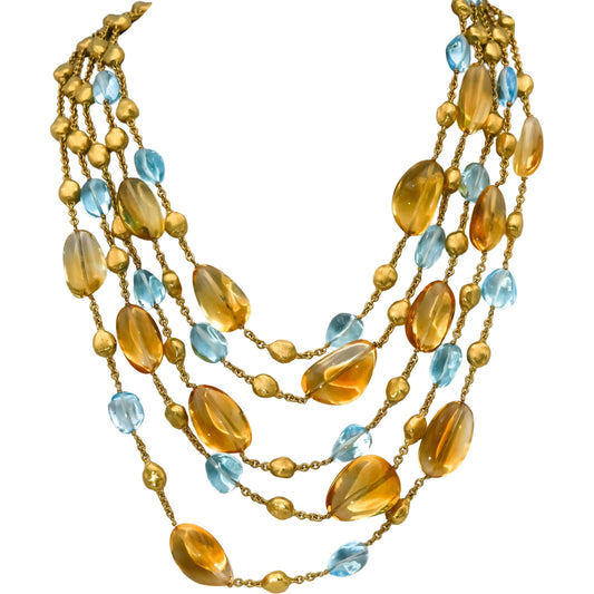MARCO BICEGO 18k Yellow Gold Paradise Collection Five Strand Gemstone Necklace