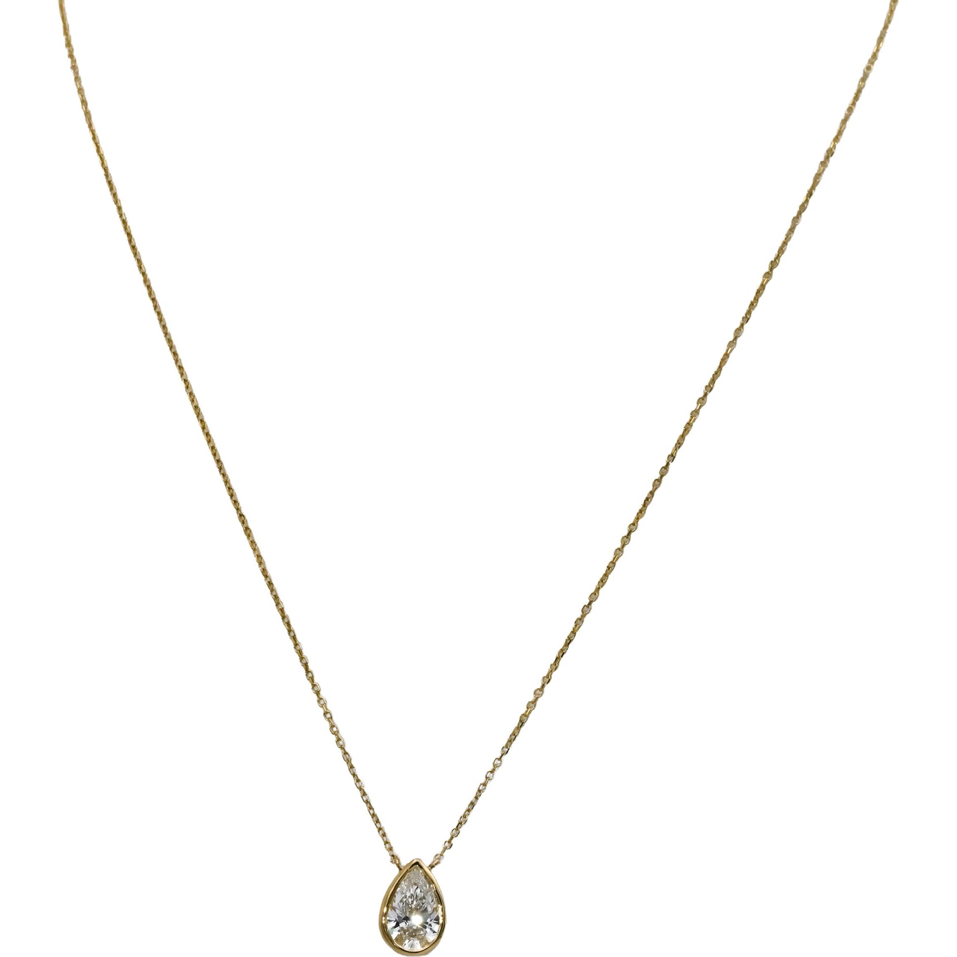 14k Yellow Gold VS Pear Cut Lab-Grown Diamond Pendant Necklace 1.02CT
