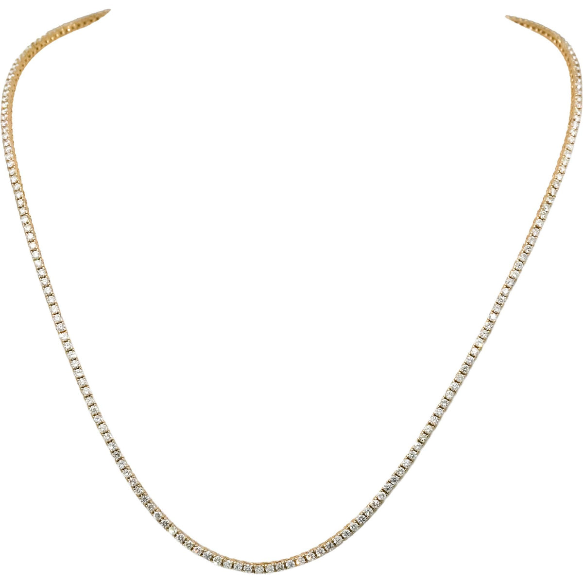 14k Yellow Gold Round VS Natural Diamond Tennis Necklace 5.80CT