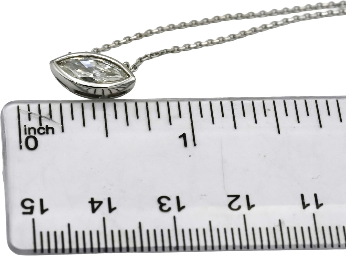 IGI 14k White Gold VS1/F Lab-Grown Marquise Diamond Pendant Necklace 1.38CT