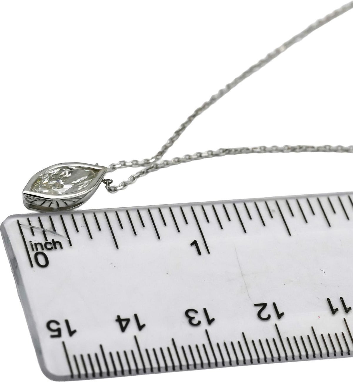 IGI 14k White Gold VS1/F Marquise Cut Lab-Grown Diamond Pendant Necklace 1.38CT