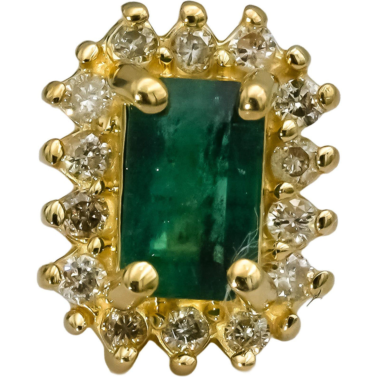 14k Yellow Gold Diamond and Emerald Stud Earrings 1.43CT