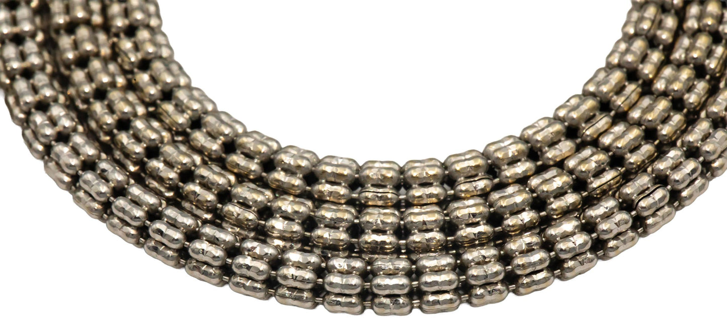 10k White Gold 17.75" Long Bead Style Chain Necklace w/ Lobster Clasp