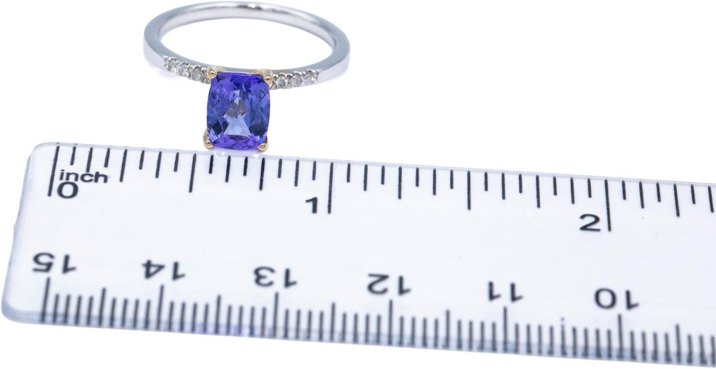 14k White & Yellow Gold 1.62CT VS Diamond and Tanzanite Ring Size 6.75