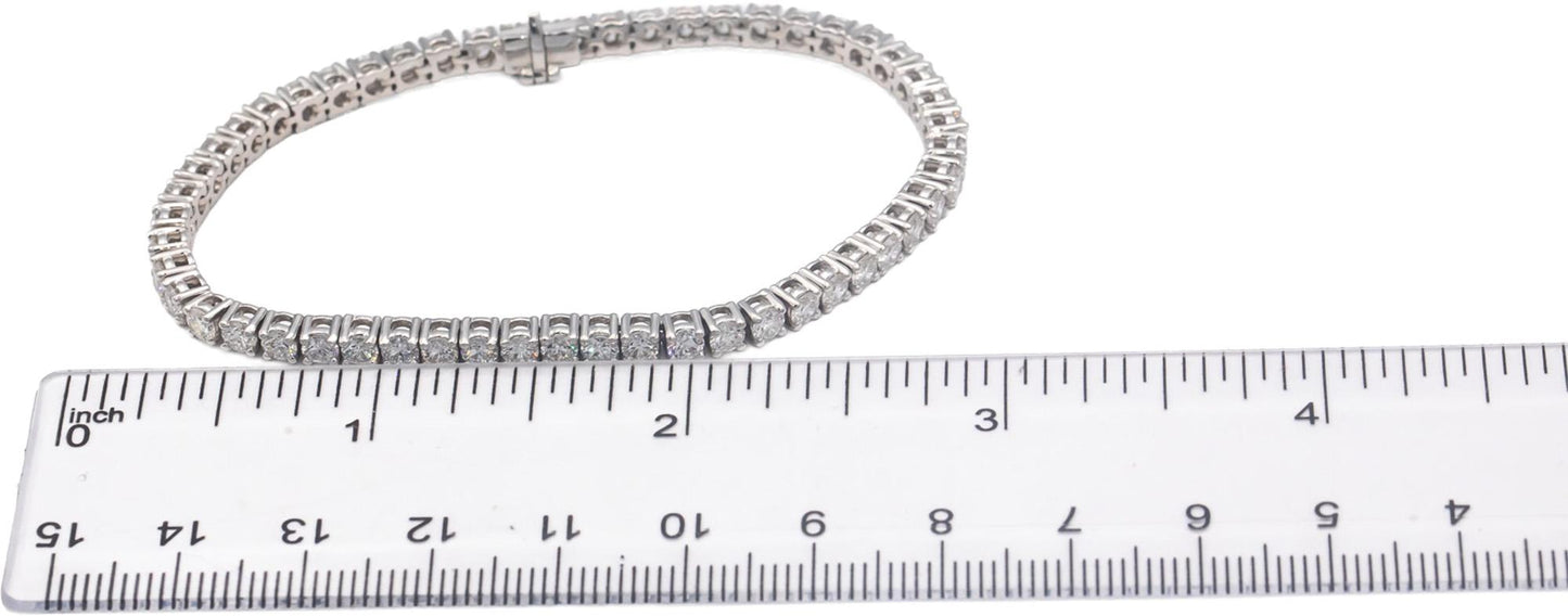 14k White Gold 5.0CT Round Cut Lab Grown Diamond Tennis Bracelet