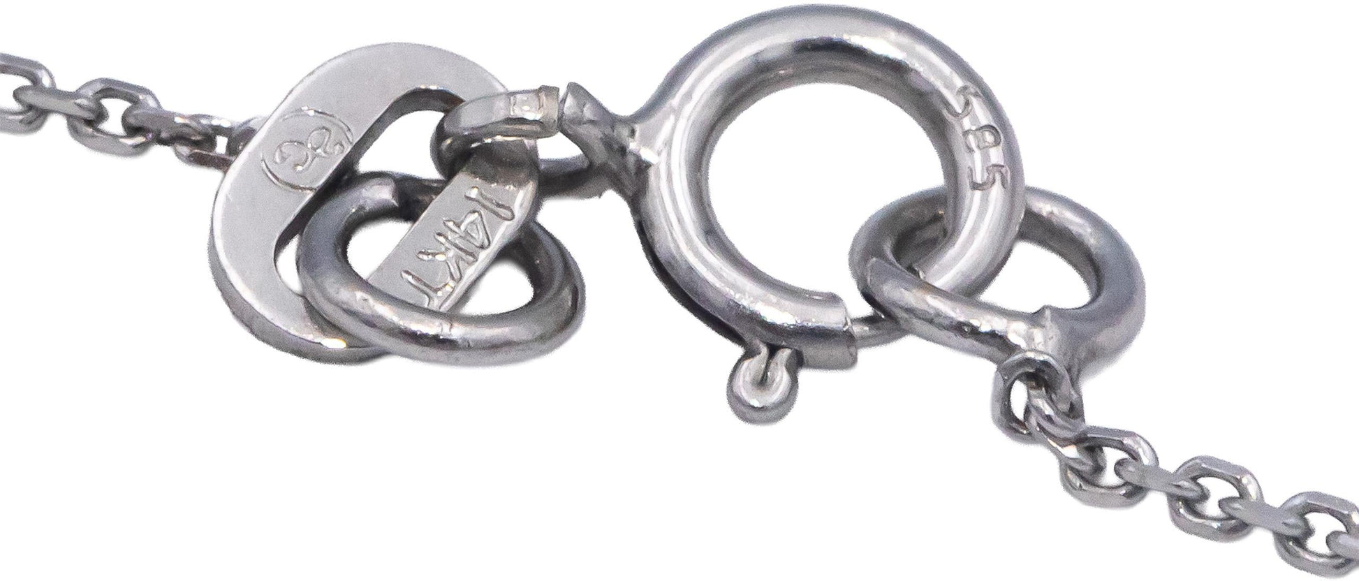 14k White Gold 0.31CT Round Diamond and Oval Blue Sapphire Pendant Necklace