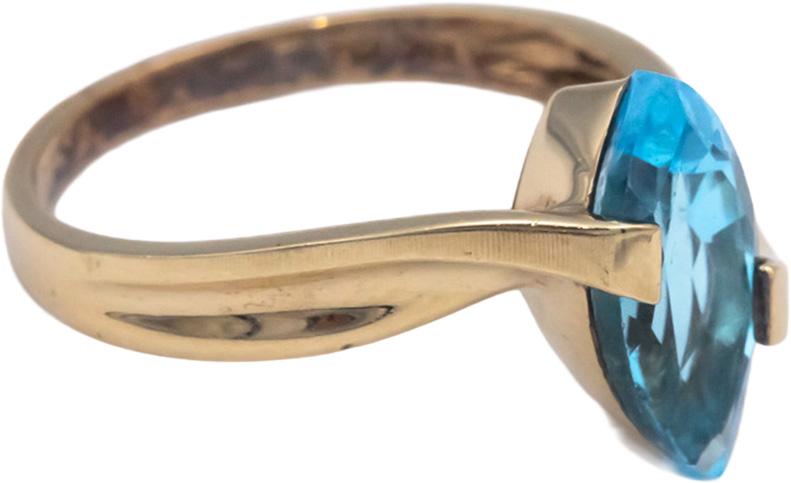 Blue Topaz Marquise Cut 10k Yellow Gold Solitaire Ring 1.0CT Size 7