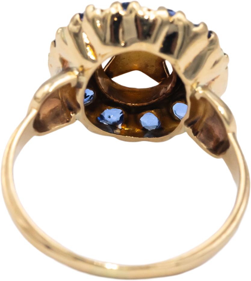 Vintage Antique 10k Yellow Gold Synthetic Blue Stone Eastern Star Ring Size 5.5