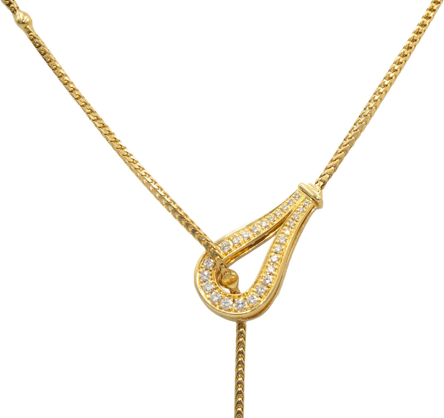 DI MODOLO Diamond 18k Yellow Gold Tempia Double Teardrop Necklace .50CT
