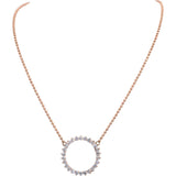 14k Rose Gold Lab Grown Round Diamond Circle Fixed Pendant Necklace 2.60CT