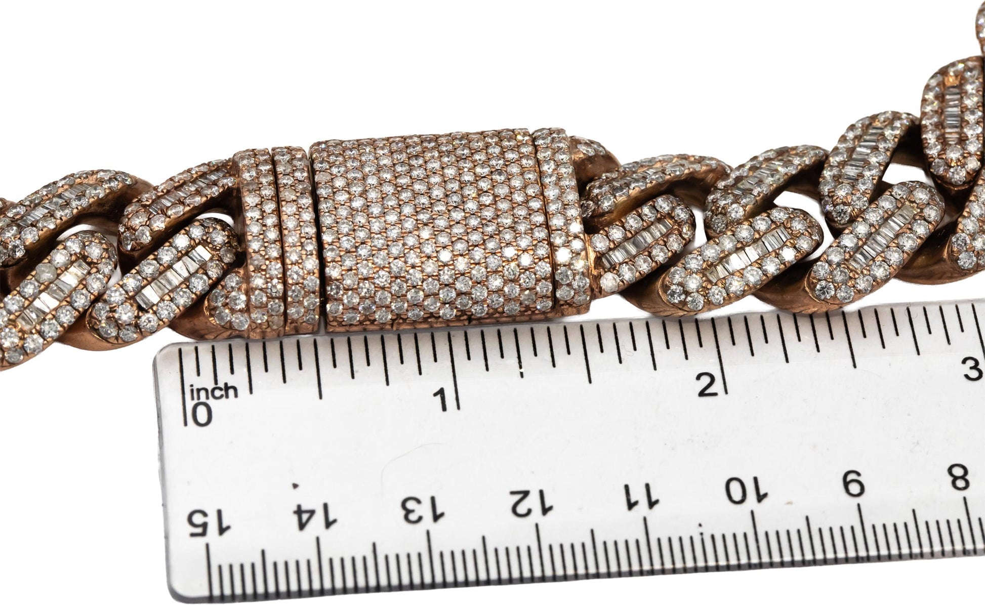 14k Rose Gold Diamond Iced Out Jumbo Cuban Link Necklace 60.0CTW