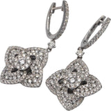18k White Gold VS Round Diamond Cluster Drop Dangle Earrings 2.50CTW