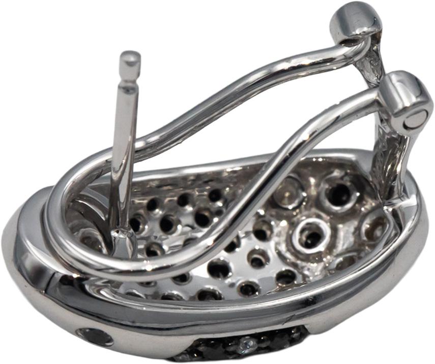 14k White Gold Round White & Black Diamond Cluster Earrings 1.0CT