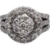 10k White Gold Round Diamond Cluster Cocktail Ring 3.0CT Size 7