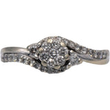 10k White Gold Round Diamond Cluster Band Ring 0.50CT Size 7.25
