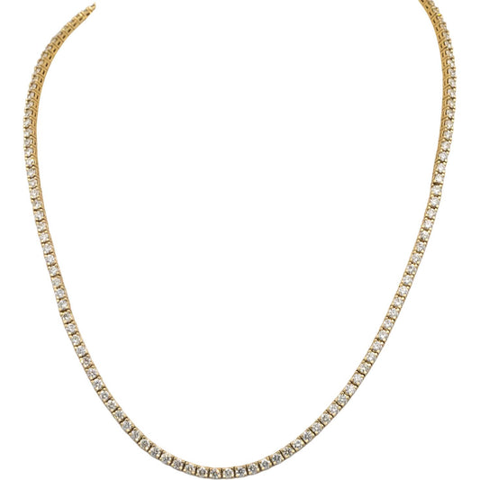 14k Yellow Gold VS Round Diamond Tennis Necklace 16.20CT