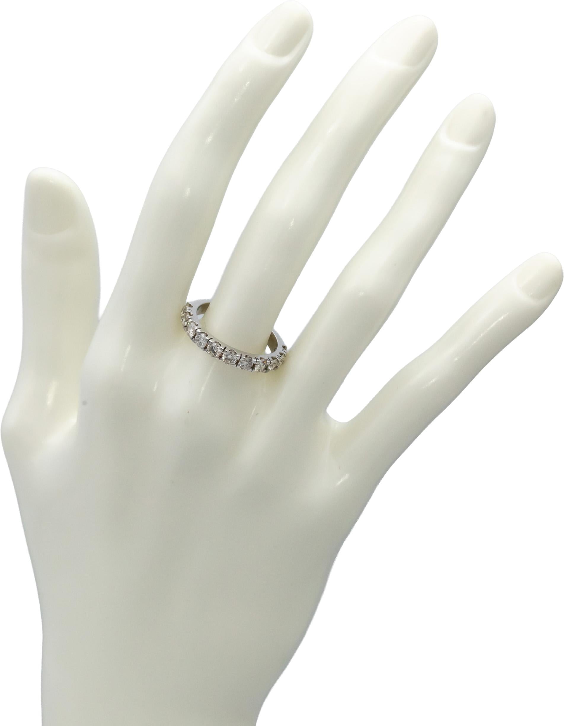 18k White Gold Round Diamond Band Ring 1.28CT Size 7.5