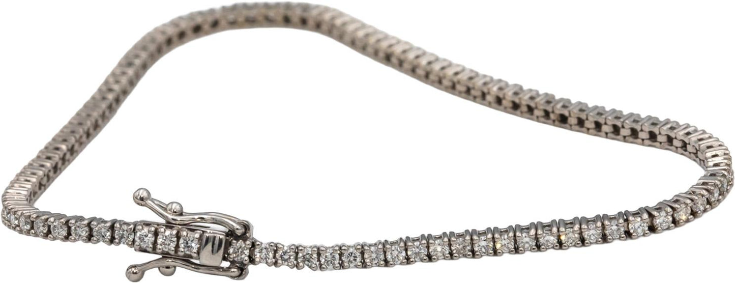 14k White Gold Round Diamond Tennis Bracelet 1.62CT