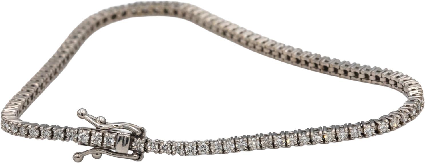 14k White Gold Round Diamond Tennis Bracelet 1.62CT
