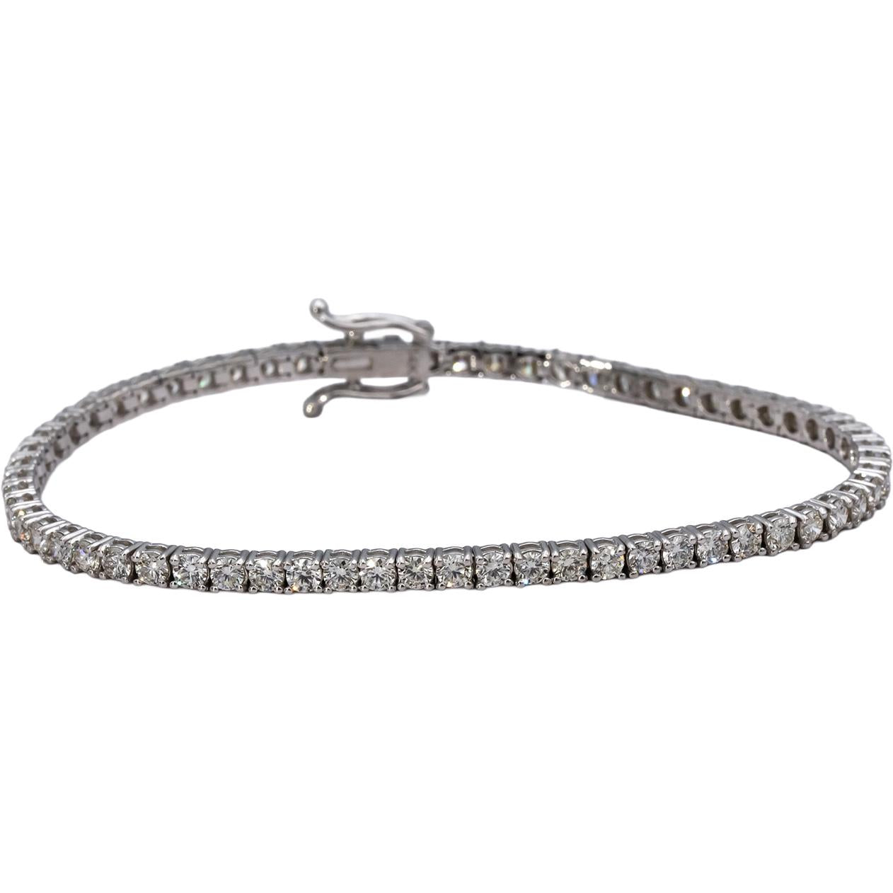 14k White Gold VS Round Diamond Tennis Bracelet 4.51CT