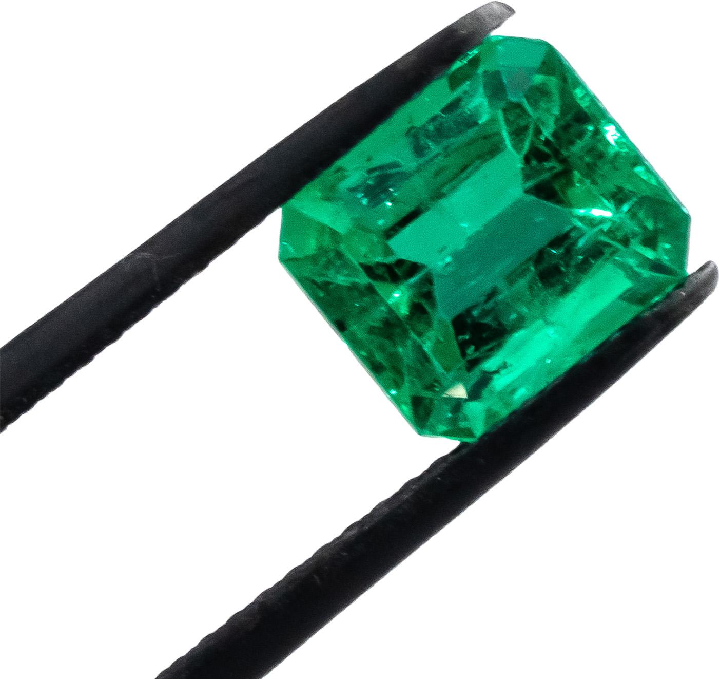 GIA Certified Octagonal Cut Natural Colombian Emerald Loose Gemstone 2.25CT