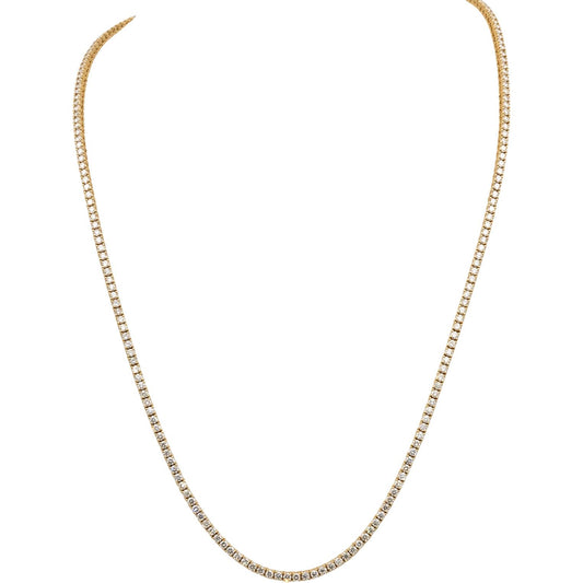 14k Yellow Gold VS Round Diamond Tennis Necklace 7.30CT
