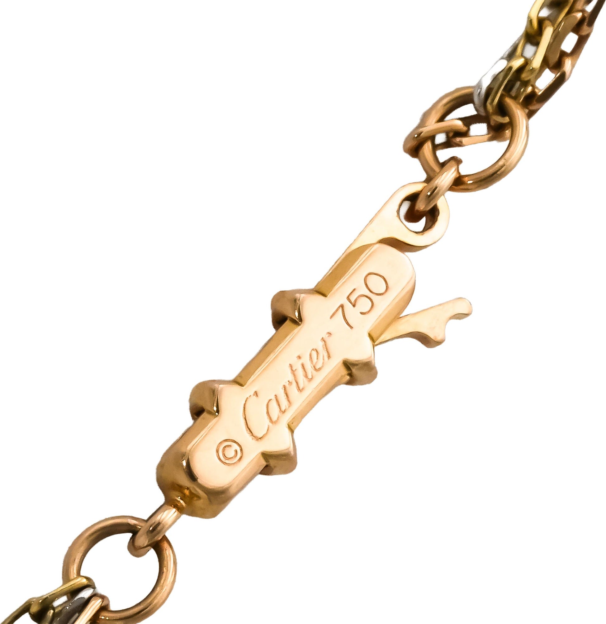 CARTIER 18k Yellow White Rose Gold Three Chain Necklace