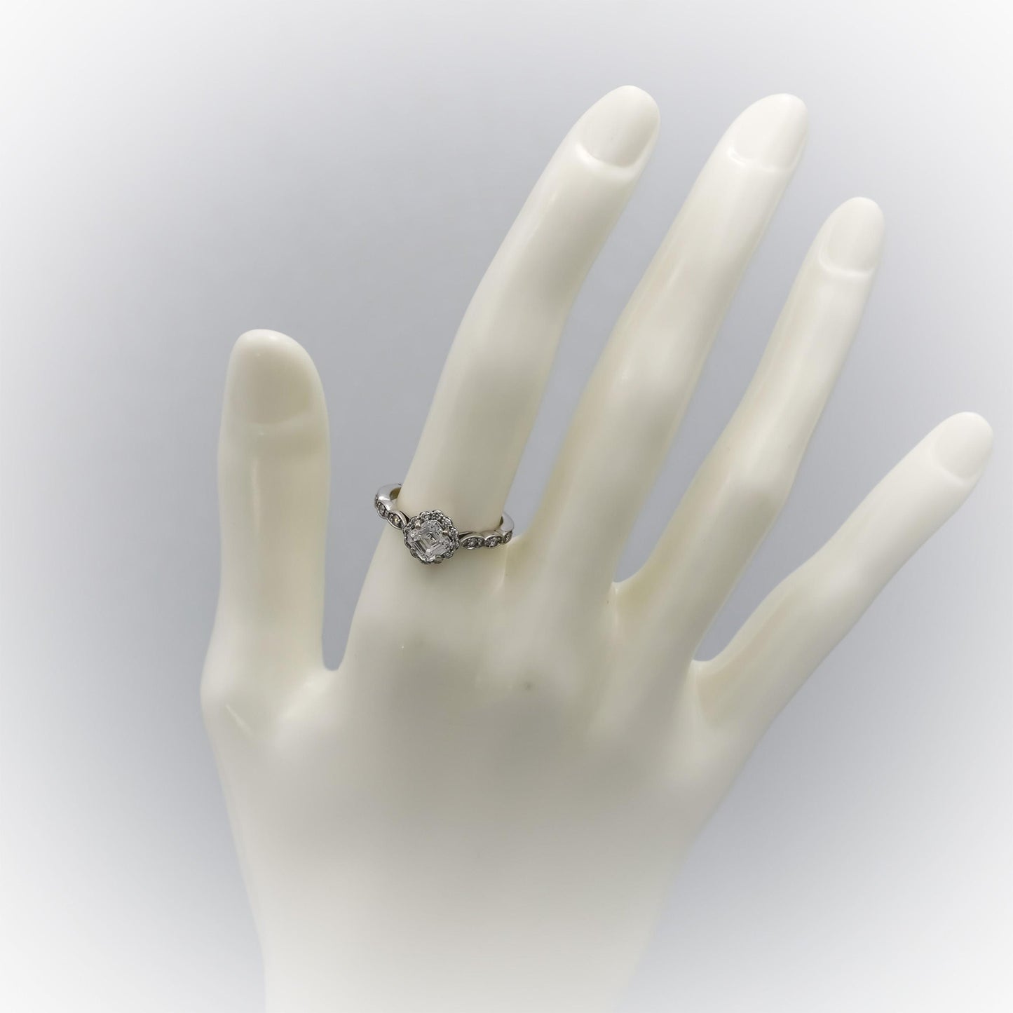 GIA 14k White Gold VVS2/G Square Emerald Cut Diamond Ring 1.05CT w/0.90CT Center