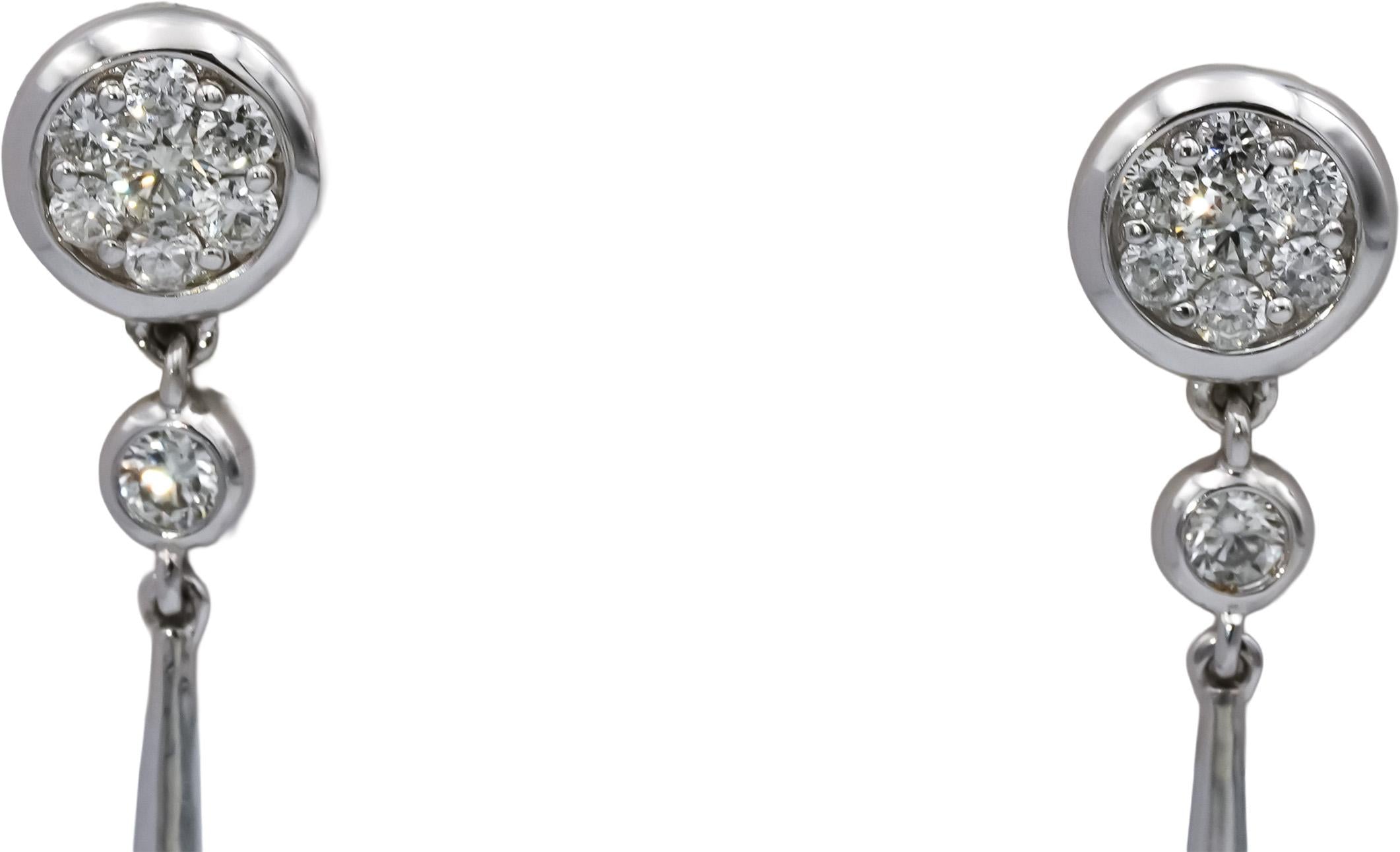 14k White Gold Round Diamond Drop Dangle Earrings 2.0CT