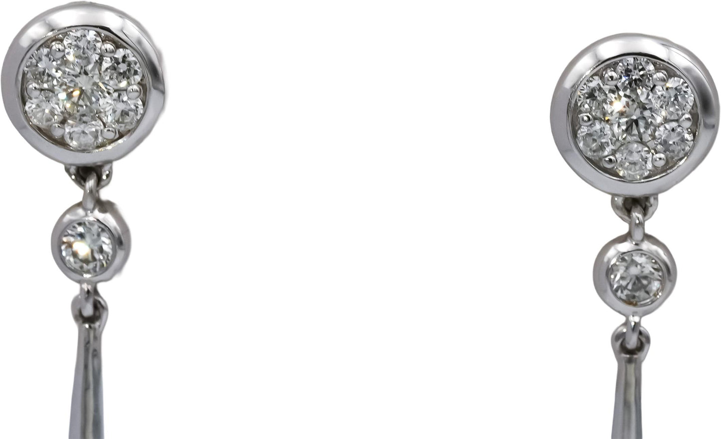 14k White Gold Round Diamond Drop Dangle Earrings 2.0CT