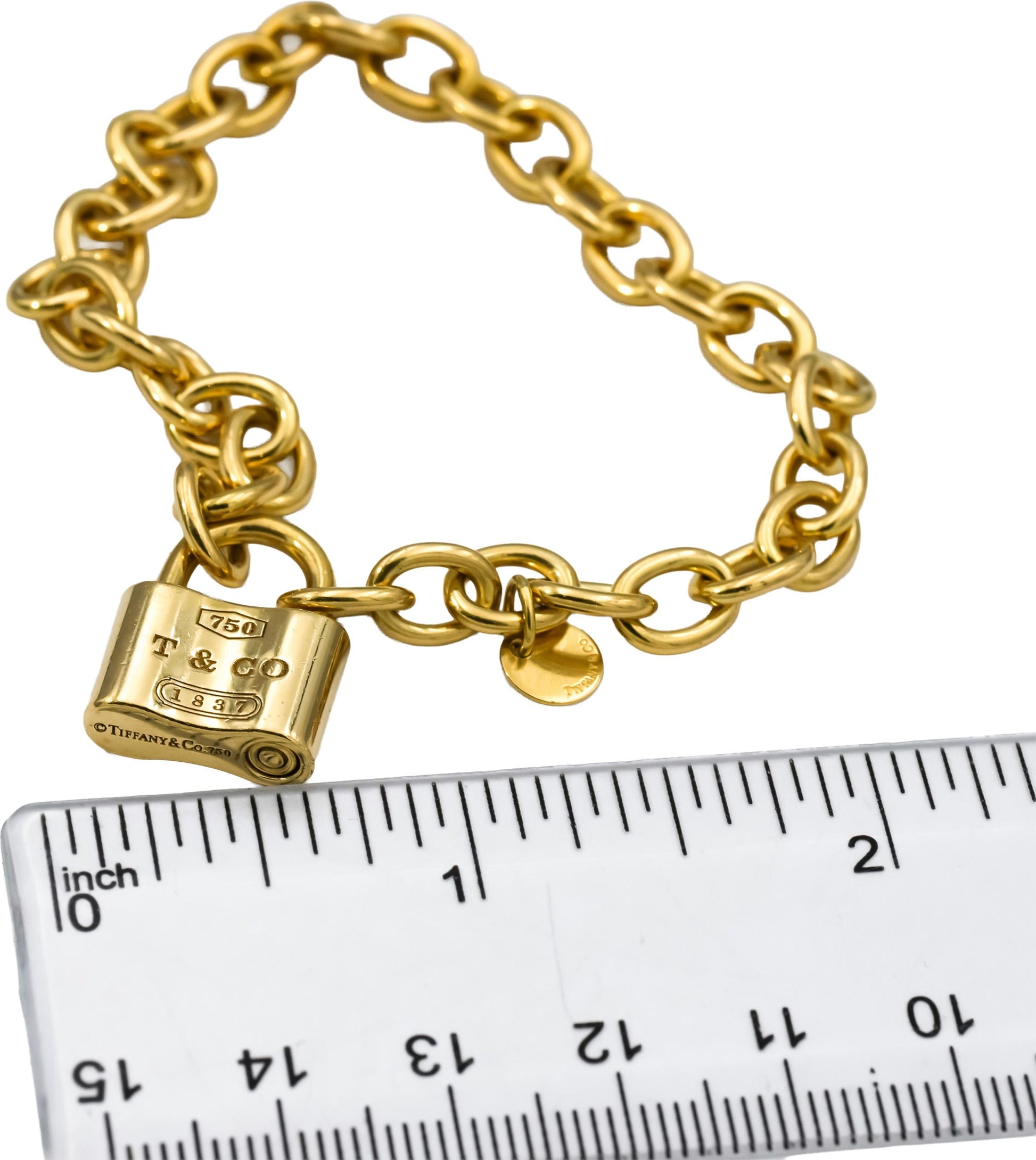 TIFFANY & CO. 18k Yellow Gold 1837 Lock Circle Chain Link Bracelet