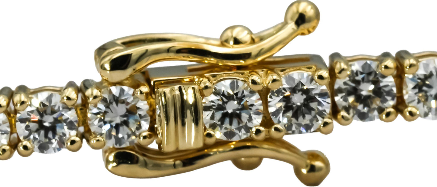 14k Yellow Gold VS Round Diamond Tennis Bracelet 4.89CT