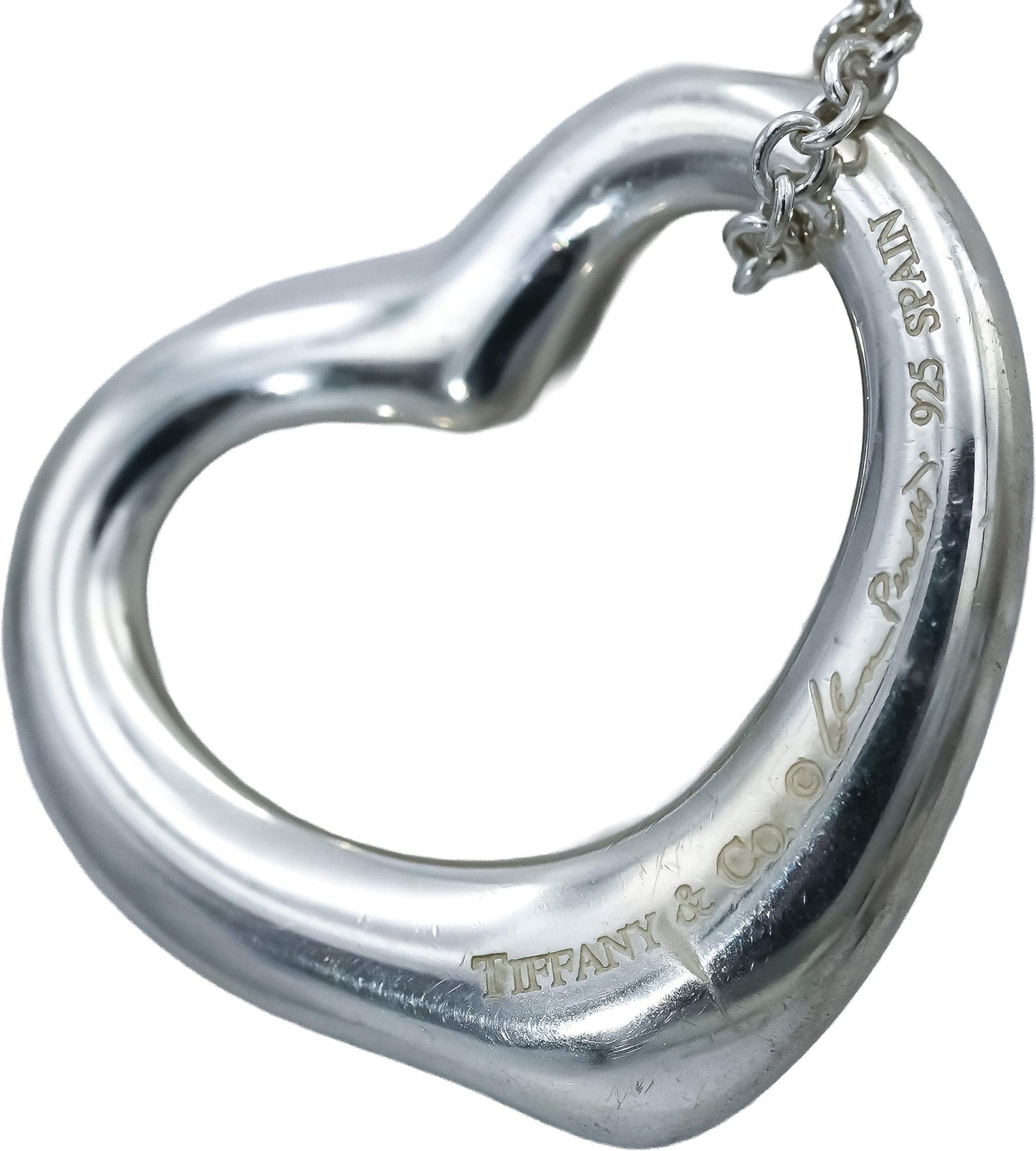 TIFFANY & CO. Sterling Silver Elsa Peretti Open Heart Pendant Necklace
