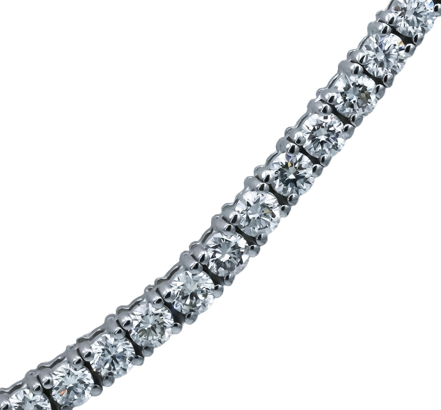 14k White Gold Round Diamond Tennis Necklace 10.14CT