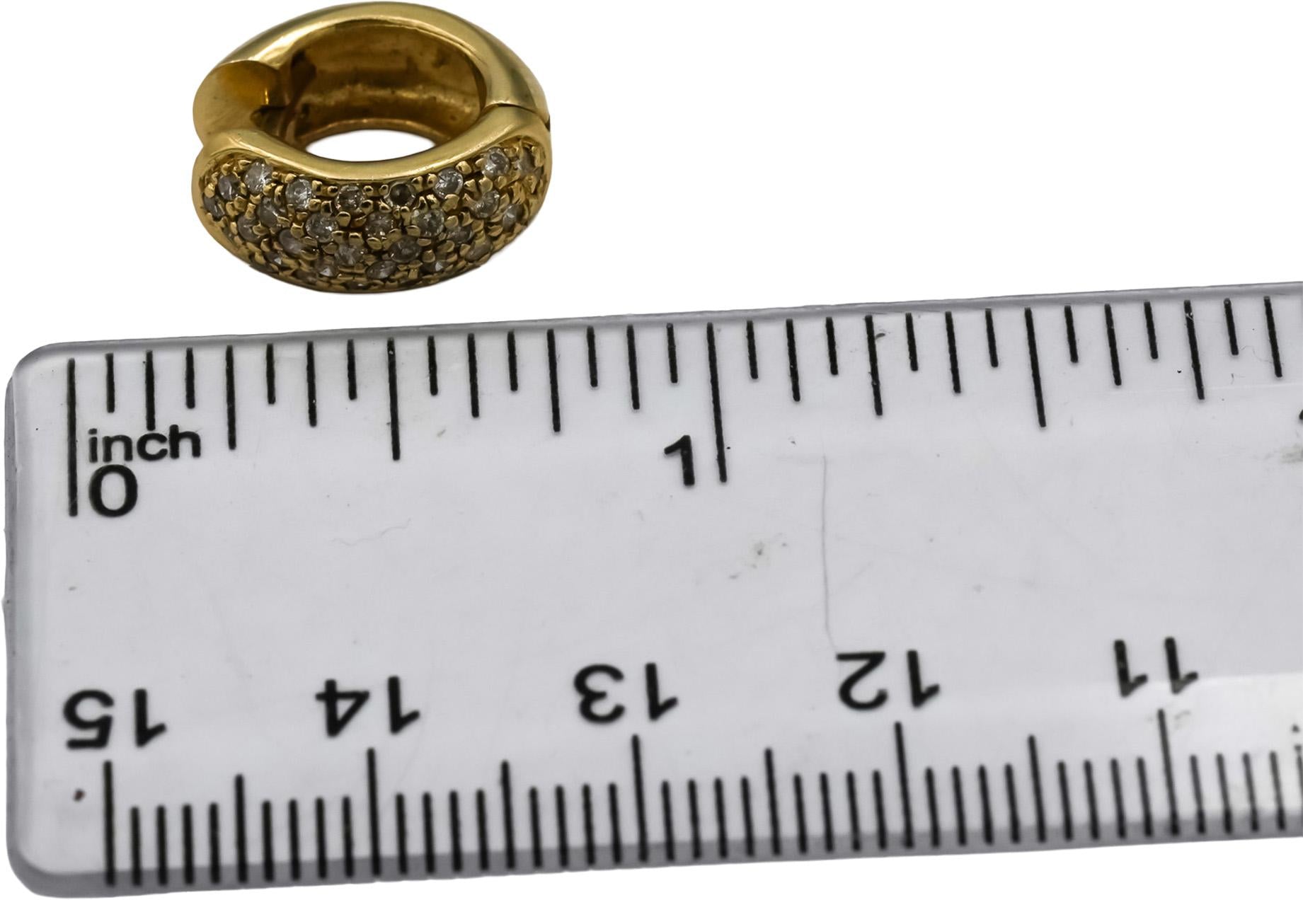 14k Yellow Gold Round Diamond Pave Huggie Hoop Earrings 0.75CT